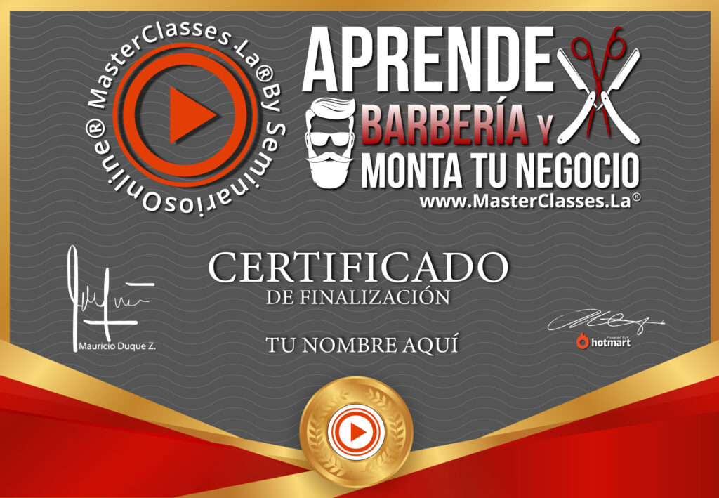 Certificado del curso de barberÃ­a