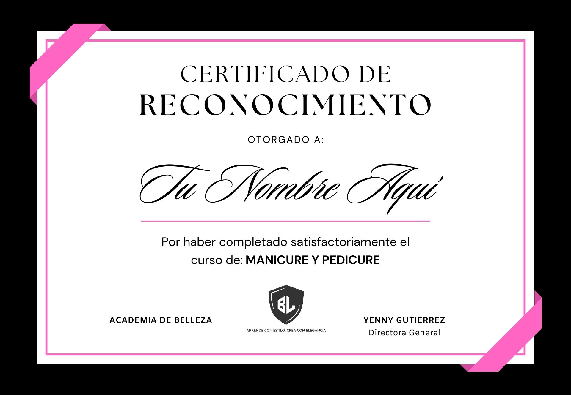 certificado curso de manicure y pedicure
