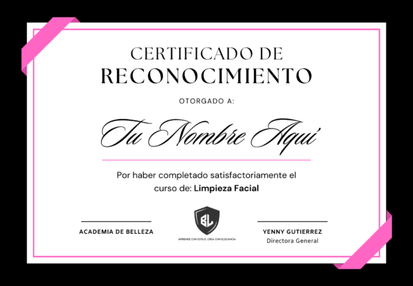 Certificado curso de limpieza facial