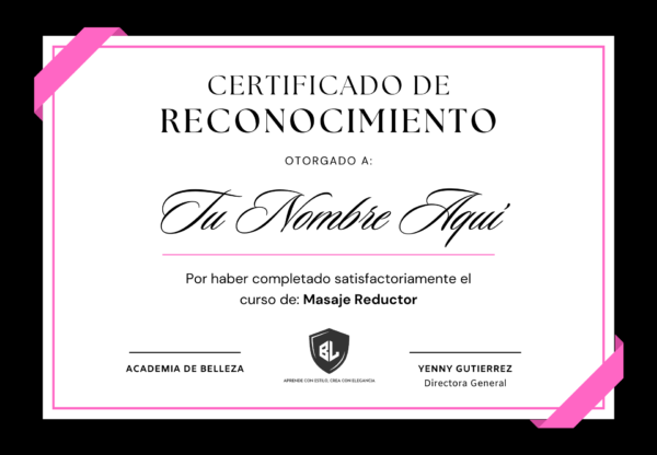 certificado curso de masaje reductor